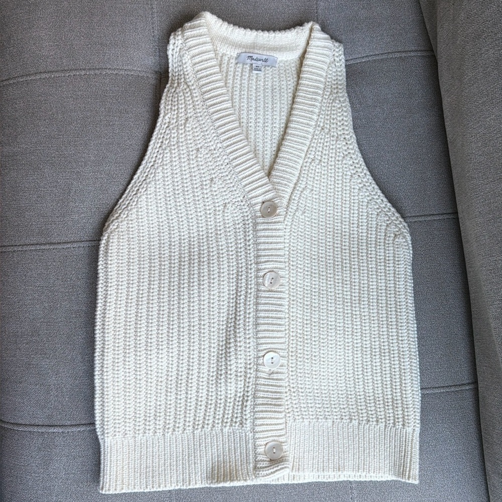 Madewell Cream Knit Button Front Knit Tank